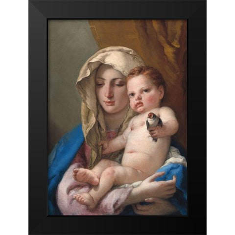 Madonna of the goldfinch Black Modern Wood Framed Art Print by Tiepolo, Giovanni Battista