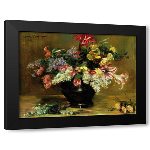Amaryllis, Lilac and Tulips Black Modern Wood Framed Art Print by Berneker, Louis F.