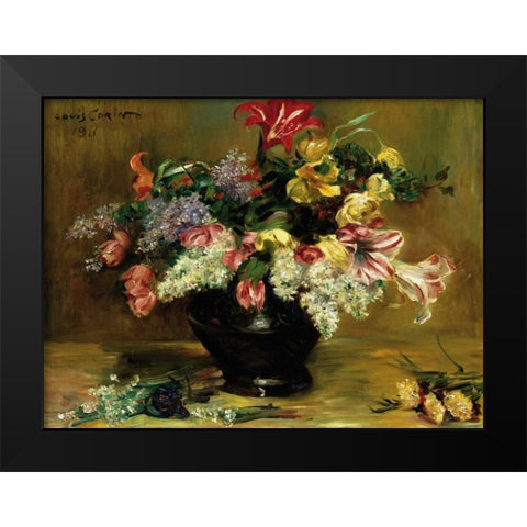 Amaryllis, Lilac and Tulips Black Modern Wood Framed Art Print by Berneker, Louis F.