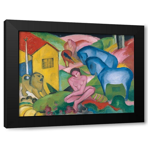Der Traum Black Modern Wood Framed Art Print by Marc, Franz