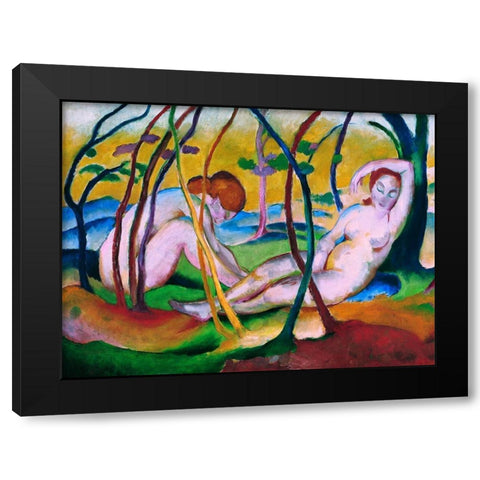 Nudes under Trees Black Modern Wood Framed Art Print by Marc, Franz