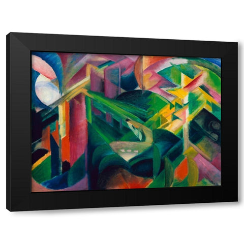 Deer in a Monastery Garden Black Modern Wood Framed Art Print with Double Matting by Marc, Franz