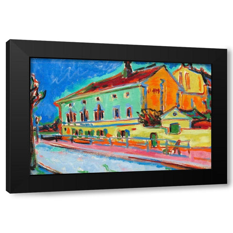 Dance Hall Bellevue Black Modern Wood Framed Art Print with Double Matting by Kirchner, Ernst Ludwig