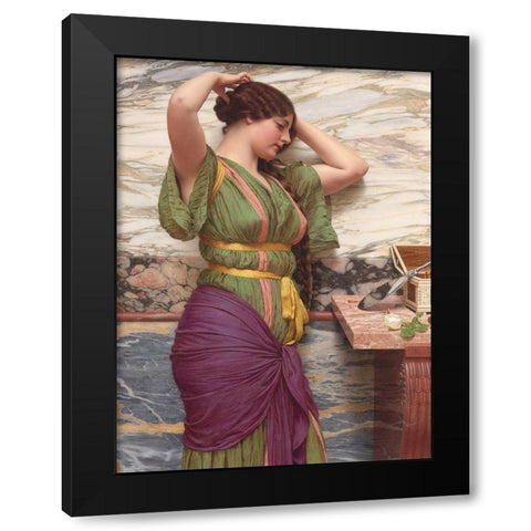 A Fair Reflection Black Modern Wood Framed Art Print with Double Matting by Godward, John William