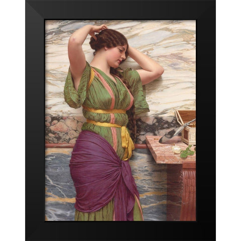 A Fair Reflection Black Modern Wood Framed Art Print by Godward, John William