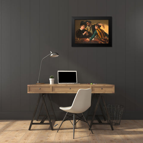 I bari Black Modern Wood Framed Art Print by Caravaggio