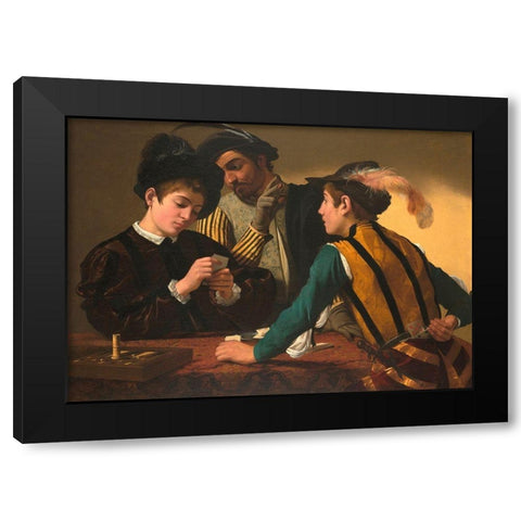 I bari Black Modern Wood Framed Art Print by Caravaggio