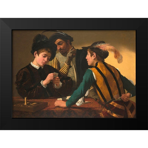 I bari Black Modern Wood Framed Art Print by Caravaggio