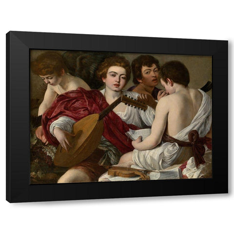 Concerto (I musici) Black Modern Wood Framed Art Print with Double Matting by Caravaggio