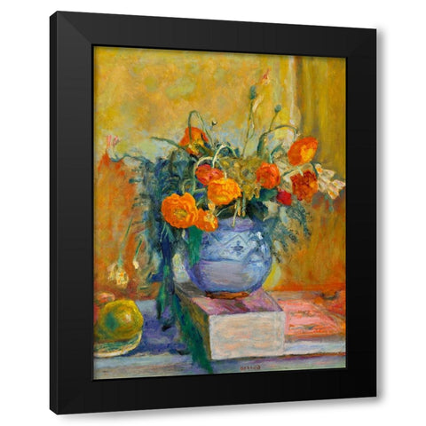 Renoncules au vase bleu Black Modern Wood Framed Art Print with Double Matting by Bonnard, Pierre