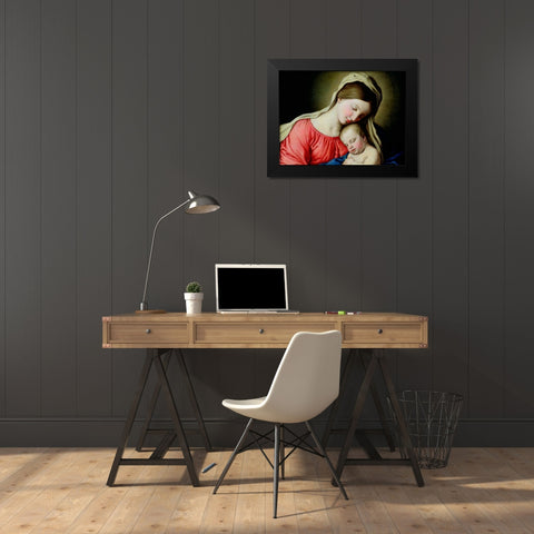 Beata Vergine con Bambino Black Modern Wood Framed Art Print by Sassoferrato