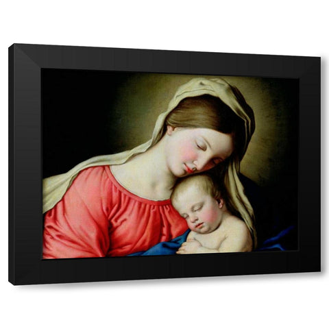 Beata Vergine con Bambino Black Modern Wood Framed Art Print by Sassoferrato