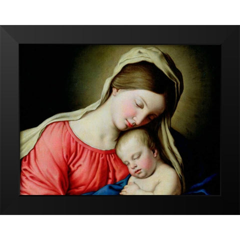 Beata Vergine con Bambino Black Modern Wood Framed Art Print by Sassoferrato