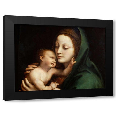 Madonna con Bambino Black Modern Wood Framed Art Print with Double Matting by Anonymous