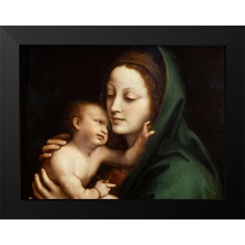 Madonna con Bambino Black Modern Wood Framed Art Print by Anonymous