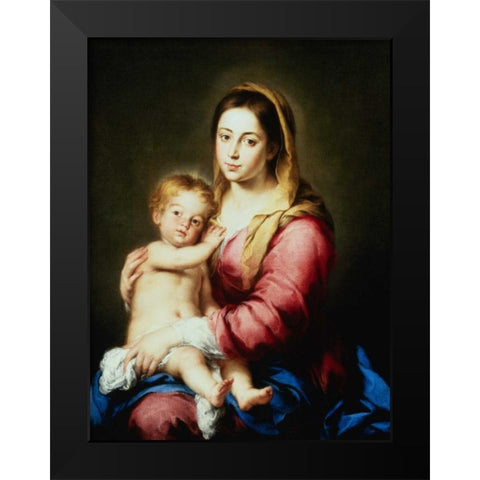 The Virgin and Child Black Modern Wood Framed Art Print by Murillo, Bartolome Esteban