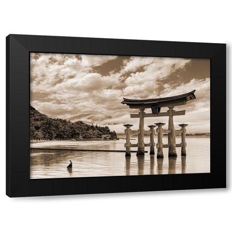 Itsukushima Shrine-Hiroshima-Japan (BW) Black Modern Wood Framed Art Print by Pangea Images
