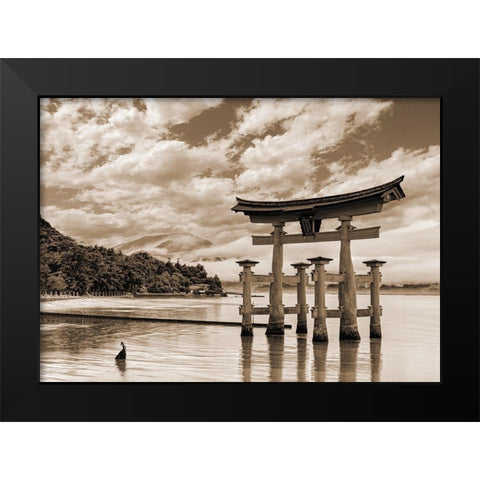 Itsukushima Shrine-Hiroshima-Japan (BW) Black Modern Wood Framed Art Print by Pangea Images