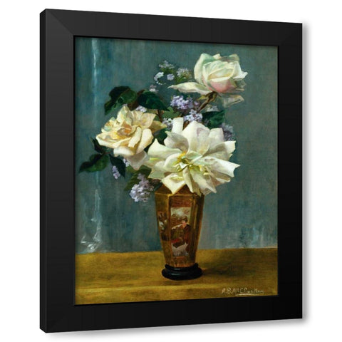 Still Life of Roses in an Oriental Vase Black Modern Wood Framed Art Print with Double Matting by Binford McCloskey, Alberta