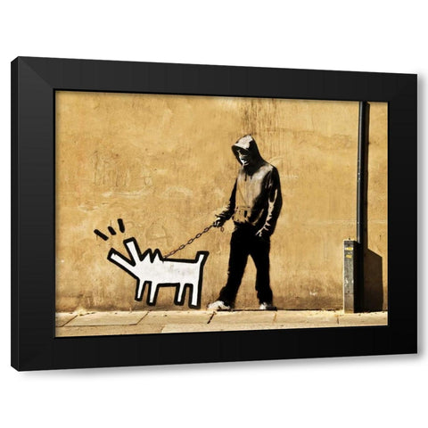 Grange Road Bermondsey London-graffiti attributed to Banksy Black Modern Wood Framed Art Print by Anonymous