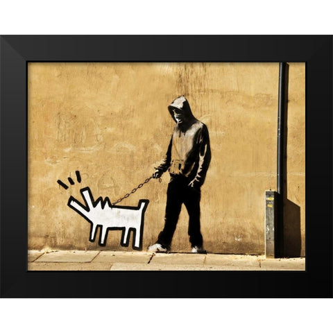Grange Road Bermondsey London-graffiti attributed to Banksy Black Modern Wood Framed Art Print by Anonymous
