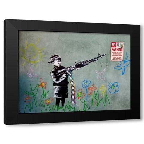 Westwood Los Angeles-graffiti attributed to Banksy Black Modern Wood Framed Art Print by Anonymous
