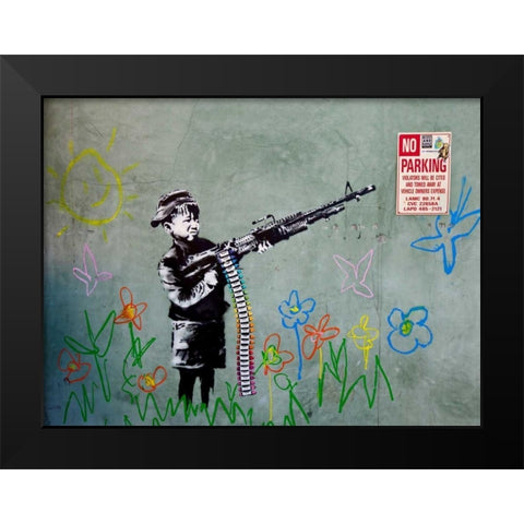 Westwood Los Angeles-graffiti attributed to Banksy Black Modern Wood Framed Art Print by Anonymous