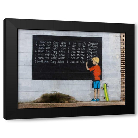 New Orleans-graffiti attributed to Banksy Black Modern Wood Framed Art Print with Double Matting by Anonymous