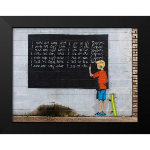 New Orleans-graffiti attributed to Banksy Black Modern Wood Framed Art Print by Anonymous