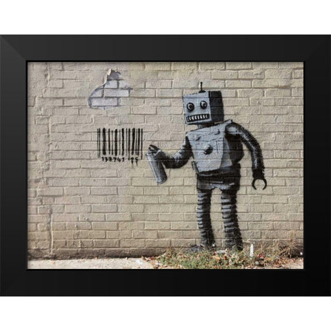Stillwell Avenue Coney Island NYC-graffiti attributed to Banksy Black Modern Wood Framed Art Print by Anonymous