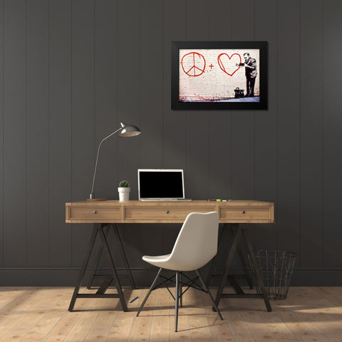 Erie and Mission Street, San Francisco (graffiti attributed to Banksy) Black Modern Wood Framed Art Print by Anonymous (attributed to Banksy)