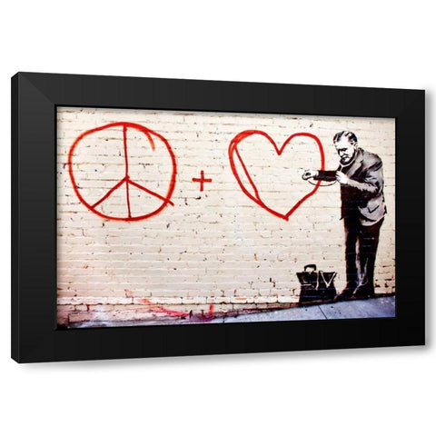 Erie and Mission Street, San Francisco (graffiti attributed to Banksy) Black Modern Wood Framed Art Print with Double Matting by Anonymous (attributed to Banksy)