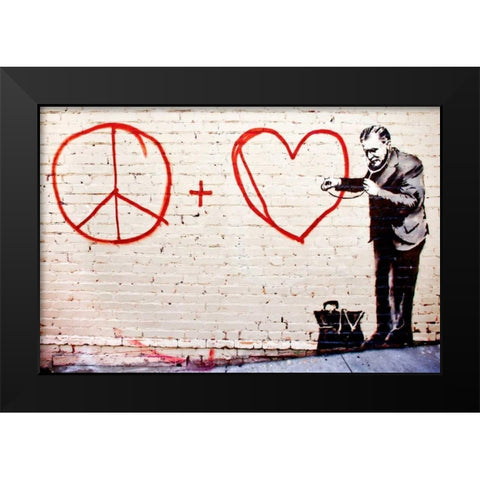 Erie and Mission Street, San Francisco (graffiti attributed to Banksy) Black Modern Wood Framed Art Print by Anonymous (attributed to Banksy)