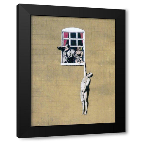 Park Street, Bristol (graffiti attributed to Banksy) Black Modern Wood Framed Art Print with Double Matting by Anonymous (attributed to Banksy)