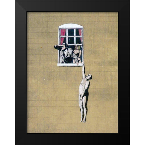 Park Street, Bristol (graffiti attributed to Banksy) Black Modern Wood Framed Art Print by Anonymous (attributed to Banksy)