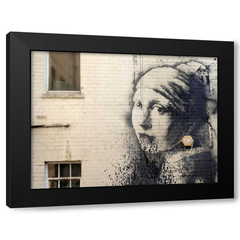 Hanover Place, Bristol (graffiti attributed to Banksy) Black Modern Wood Framed Art Print with Double Matting by Anonymous (attributed to Banksy)