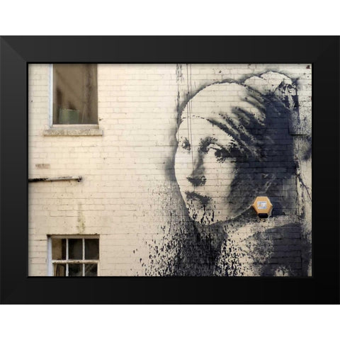 Hanover Place, Bristol (graffiti attributed to Banksy) Black Modern Wood Framed Art Print by Anonymous (attributed to Banksy)