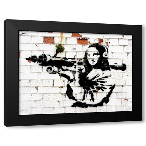 Noel Street, Soho, London (graffiti attributed to Banksy) Black Modern Wood Framed Art Print by Anonymous (attributed to Banksy)