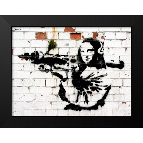 Noel Street, Soho, London (graffiti attributed to Banksy) Black Modern Wood Framed Art Print by Anonymous (attributed to Banksy)
