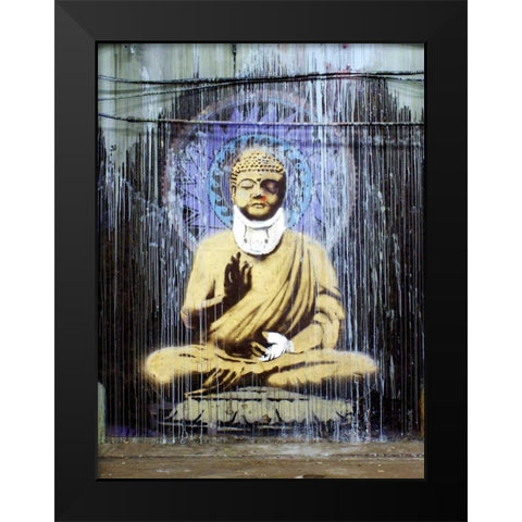 Leake Street, London (graffiti attributed to Banksy) Black Modern Wood Framed Art Print by Anonymous (attributed to Banksy)