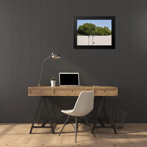 Near 14th Street, San Francisco (graffiti attributed to Banksy) Black Modern Wood Framed Art Print by Anonymous (attributed to Banksy)
