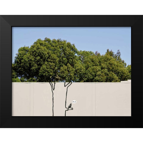 Near 14th Street, San Francisco (graffiti attributed to Banksy) Black Modern Wood Framed Art Print by Anonymous (attributed to Banksy)