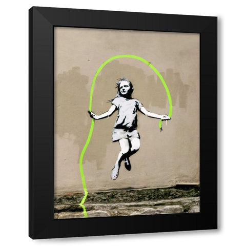 Girl – North 6th Avenue, NYC (graffiti attributed to Banksy) Black Modern Wood Framed Art Print by Anonymous (attributed to Banksy)