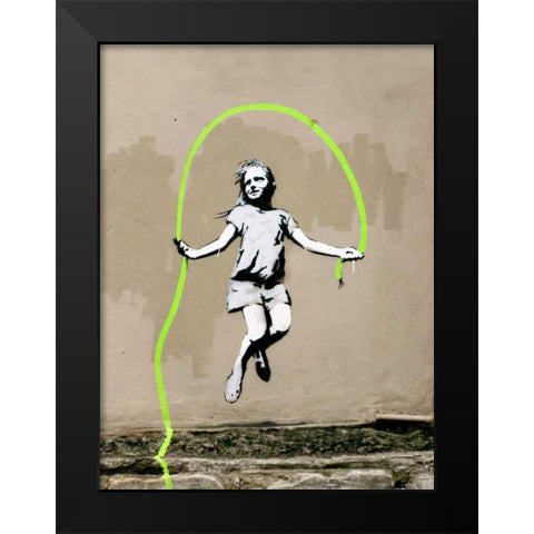 Girl – North 6th Avenue, NYC (graffiti attributed to Banksy) Black Modern Wood Framed Art Print by Anonymous (attributed to Banksy)