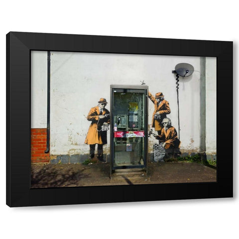 Fairview Road and Hewlett Road in Cheltenham, Gloucestershire Black Modern Wood Framed Art Print with Double Matting by Anonymous-attributed to Banksy