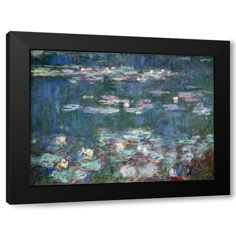 Water-Lilies Black Modern Wood Framed Art Print with Double Matting by Monet, Claude