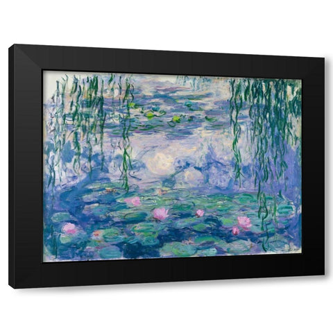 Waterlilies Black Modern Wood Framed Art Print with Double Matting by Monet, Claude
