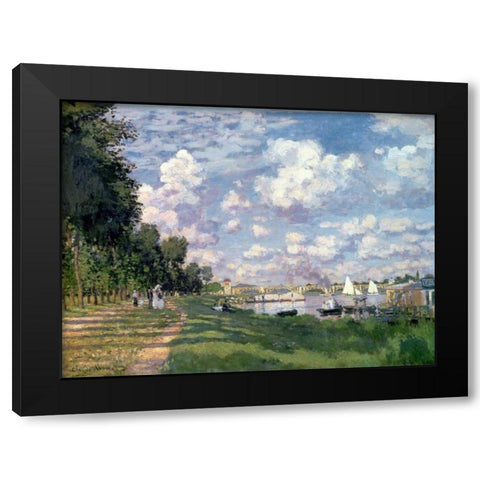 The Marina at Argenteuil Black Modern Wood Framed Art Print by Monet, Claude