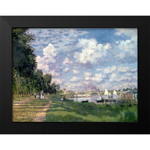 The Marina at Argenteuil Black Modern Wood Framed Art Print by Monet, Claude