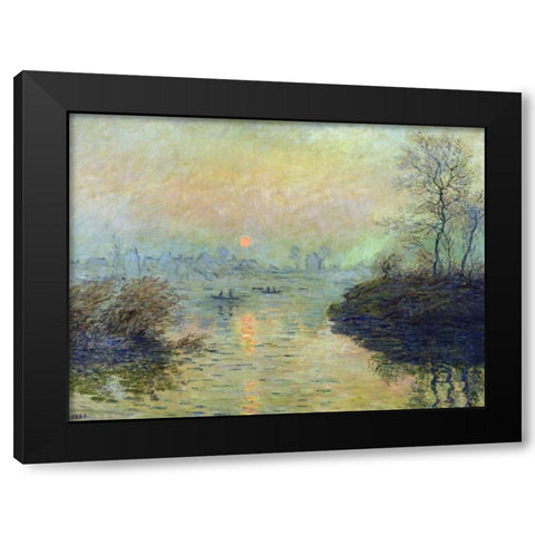 Sun Setting over the Seine at Lavacourt Black Modern Wood Framed Art Print with Double Matting by Monet, Claude